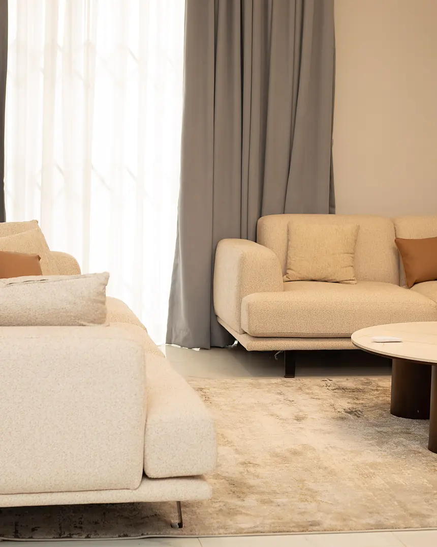 Living area opening onto a private terrace