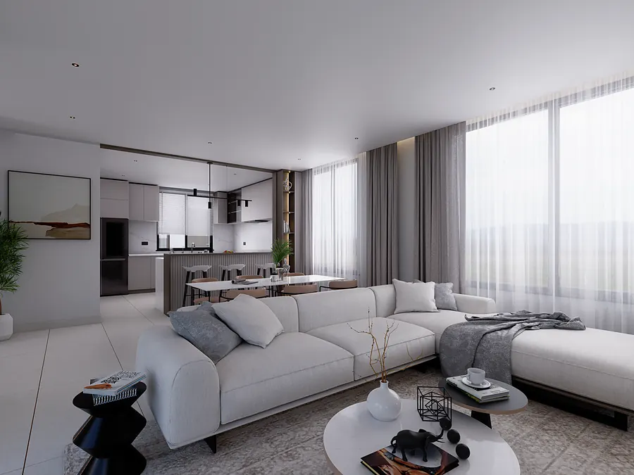 Living hall in the three-bedroom residence